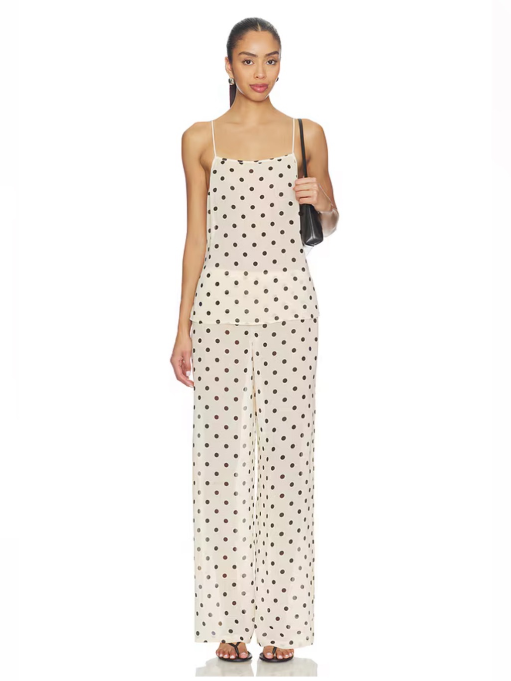 Nwot Superdown Cream Polka Dot Wide-Leg Pants & Crop Tank Set